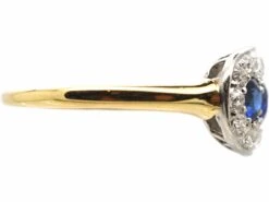 Edwardian 18ct & Platinum, Three Stone Sapphire & Diamond Oval Boat Shaped Ring 9 Edwardian 18ct & Platinum, Three Stone Sapphire & Diamond Oval Boat Shaped Ring -Antique Jewellery Company DSC00570 scaled 1