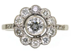 Edwardian 18ct White Gold & Diamond Cluster Ring