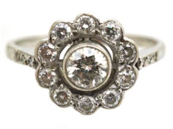 Edwardian 18ct White Gold & Diamond Cluster Ring -Antique Jewellery Company DSC00581