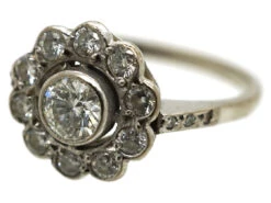 Edwardian 18ct White Gold & Diamond Cluster Ring -Antique Jewellery Company DSC00584