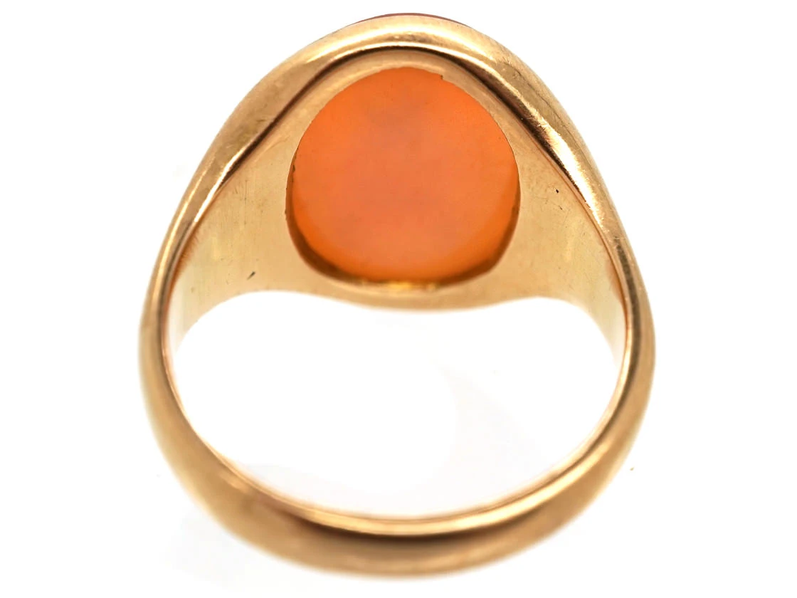 9ct Gold & Carnelian Intaglio With Crest Signet Ring 8 9ct Gold & Carnelian Intaglio With Crest Signet Ring - Image 6