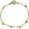 Edwardian 15ct Gold Turquoise & Natural Split Pearl Bracelet For Charms 1 Edwardian 15ct Gold Turquoise & Natural Split Pearl Bracelet For Charms -Antique Jewellery Company DSC00642