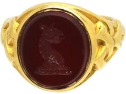 Victorian 18ct Gold Signet Ring With Intaglio Of A Griffin -Antique Jewellery Company DSC00653 scaled 1