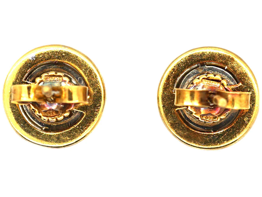 Art Deco 18ct Yellow Gold & Platinum, Diamond Cluster Earrings 4 Art Deco 18ct Yellow Gold & Platinum, Diamond Cluster Earrings - Image 2