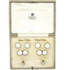 Art Deco 9ct Gold , Black Enamel, Natural Pearl & Mother Of Pearl Dress Set In Asprey Case -Antique Jewellery Company DSC00659