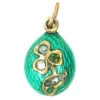 Russian 14ct Gold & Turquoise Enamel & Diamond Shamrock Egg Pendant -Antique Jewellery Company DSC00703