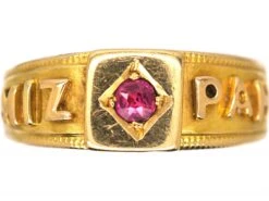 Edwardian 18ct Gold Mizpah Ring Set With A Ruby