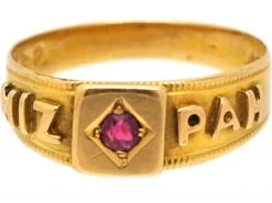Edwardian 18ct Gold Mizpah Ring Set With A Ruby 15 Edwardian 18ct Gold Mizpah Ring Set With A Ruby -Antique Jewellery Company DSC00724 scaled 1