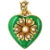 Edwardian 15ct Gold, Enamel & Natural Split Pearl Heart Pendant With Locket Back 1 Edwardian 15ct Gold, Enamel & Natural Split Pearl Heart Pendant With Locket Back -Antique Jewellery Company DSC00739