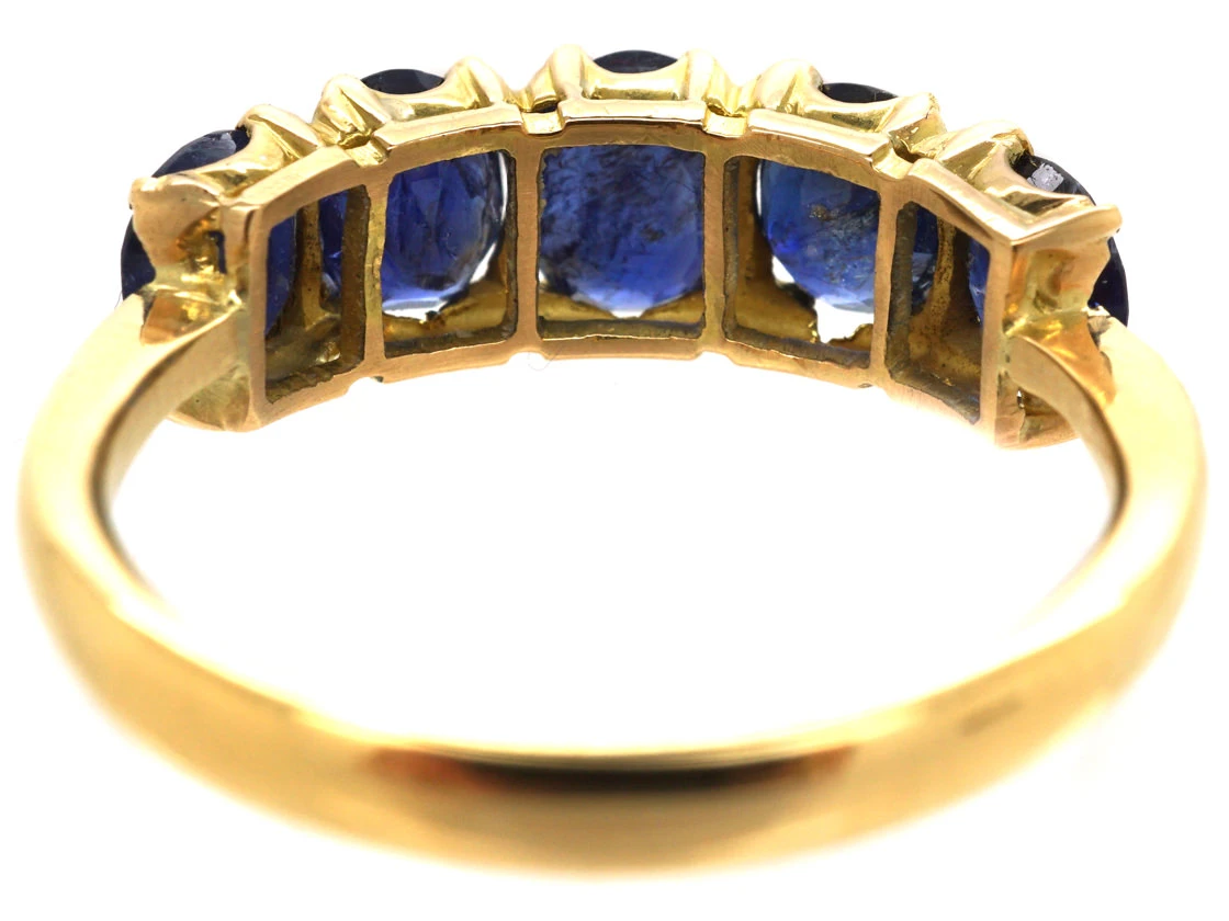 18ct Gold Five Stone Sapphire Ring 8 18ct Gold Five Stone Sapphire Ring - Image 6