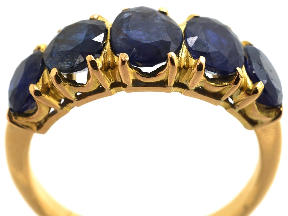 18ct Gold Five Stone Sapphire Ring 4 18ct Gold Five Stone Sapphire Ring - Image 2