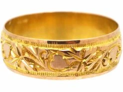 Edwardian 9ct Gold Wedding Ring Engraved With Hearts & Ivy Leaves 11 Edwardian 9ct Gold Wedding Ring Engraved With Hearts & Ivy Leaves -Antique Jewellery Company DSC00756 scaled 1