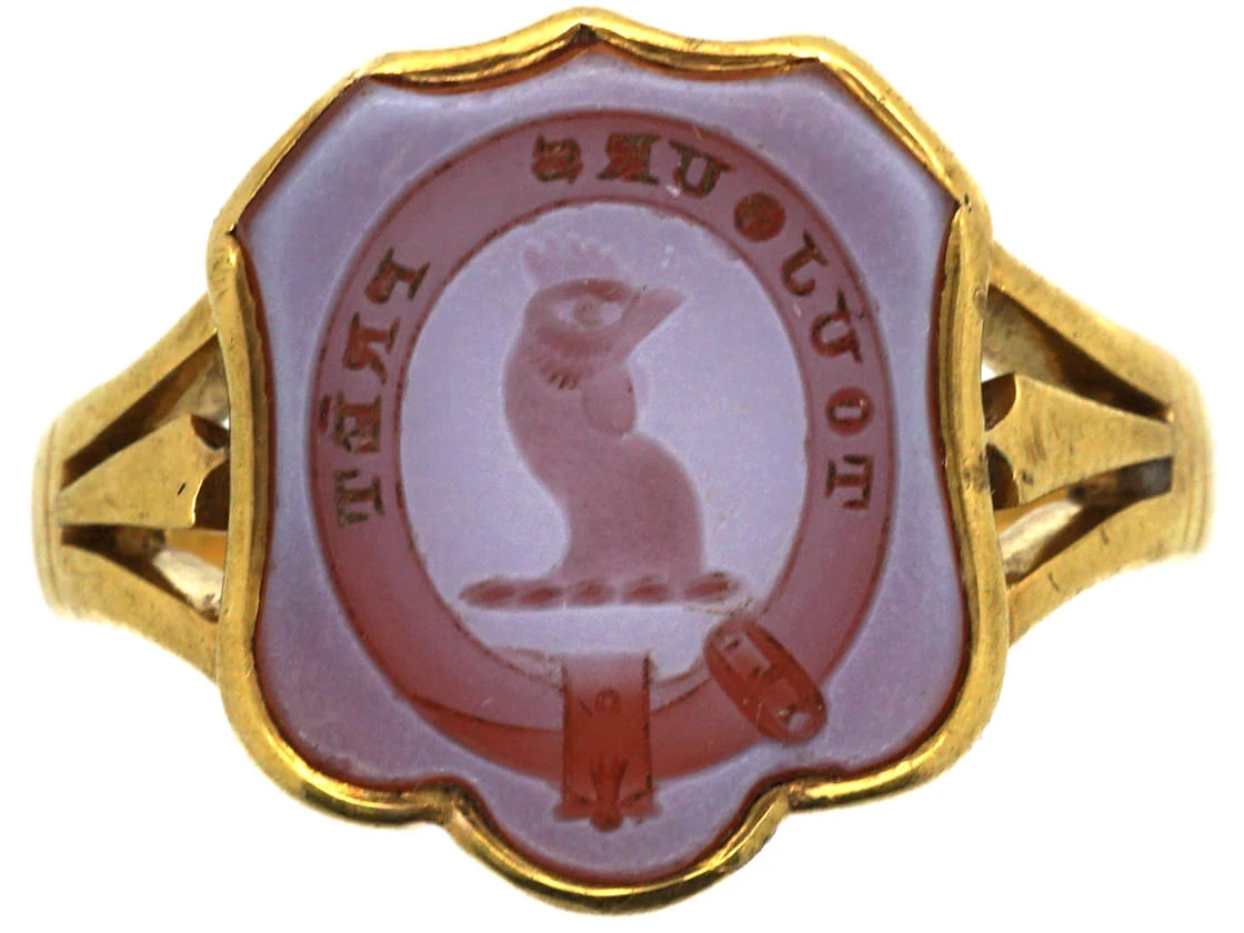 Victorian 18ct Gold & Carnelian Signet Ring With Cockerel Intaglio 3 Victorian 18ct Gold & Carnelian Signet Ring With Cockerel Intaglio