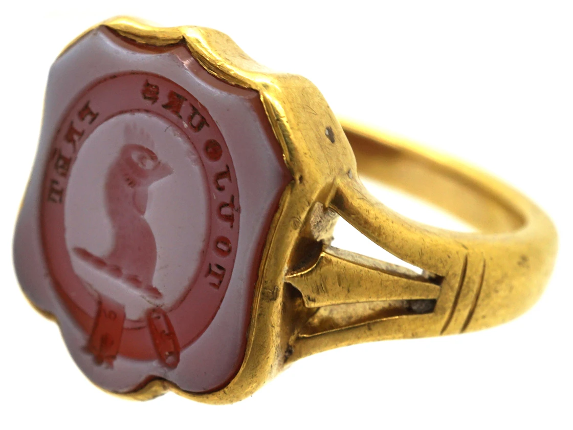 Victorian 18ct Gold & Carnelian Signet Ring With Cockerel Intaglio 11 Victorian 18ct Gold & Carnelian Signet Ring With Cockerel Intaglio - Image 9