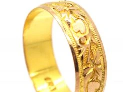 Edwardian 9ct Gold Wedding Ring Engraved With Hearts & Ivy Leaves 8 Edwardian 9ct Gold Wedding Ring Engraved With Hearts & Ivy Leaves -Antique Jewellery Company DSC00770 scaled 1