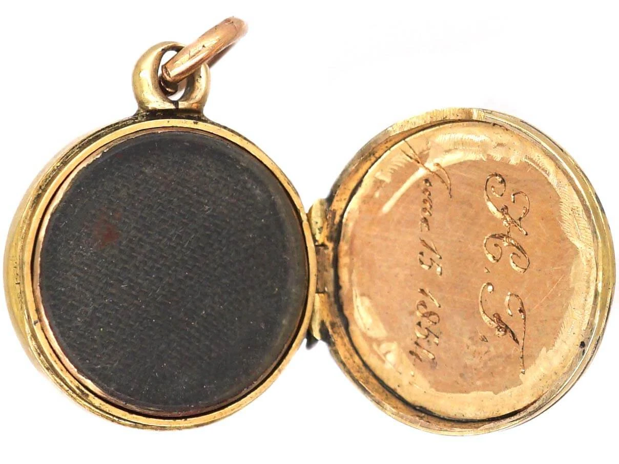 Victorian 18ct Gold Round Locket With Black Enamel Detail 4 Victorian 18ct Gold Round Locket With Black Enamel Detail - Image 2