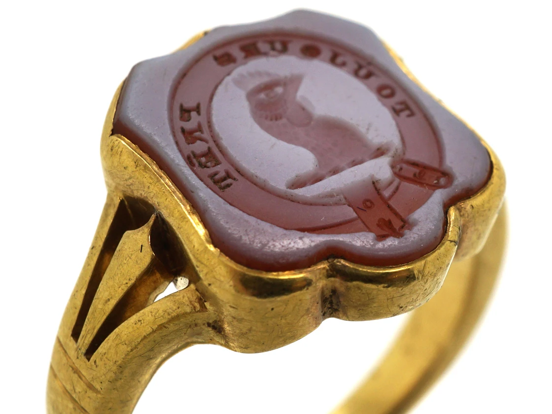 Victorian 18ct Gold & Carnelian Signet Ring With Cockerel Intaglio 6 Victorian 18ct Gold & Carnelian Signet Ring With Cockerel Intaglio - Image 4