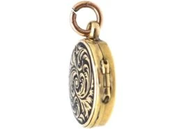 Victorian 18ct Gold Round Locket With Black Enamel Detail 8 Victorian 18ct Gold Round Locket With Black Enamel Detail -Antique Jewellery Company DSC00779 1