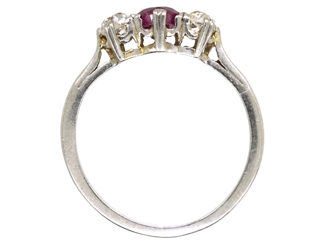 Platinum, Ruby & Diamond Three Stone Ring 7 Platinum, Ruby & Diamond Three Stone Ring - Image 5