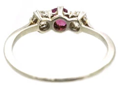 Platinum, Ruby & Diamond Three Stone Ring 14 Platinum, Ruby & Diamond Three Stone Ring -Antique Jewellery Company DSC00789