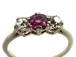Platinum, Ruby & Diamond Three Stone Ring 11 Platinum, Ruby & Diamond Three Stone Ring -Antique Jewellery Company DSC00796