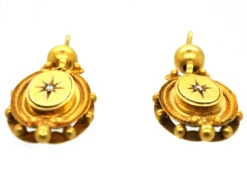 Victorian 15ct Gold & Diamond Drop Earrings -Antique Jewellery Company DSC00801