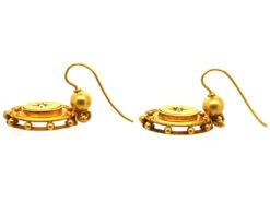 Victorian 15ct Gold & Diamond Drop Earrings -Antique Jewellery Company DSC00808