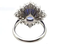 18ct White Gold Large Colour Change Ceylon Sapphire & Diamond Ballerina Ring 10 18ct White Gold Large Colour Change Ceylon Sapphire & Diamond Ballerina Ring -Antique Jewellery Company DSC00809