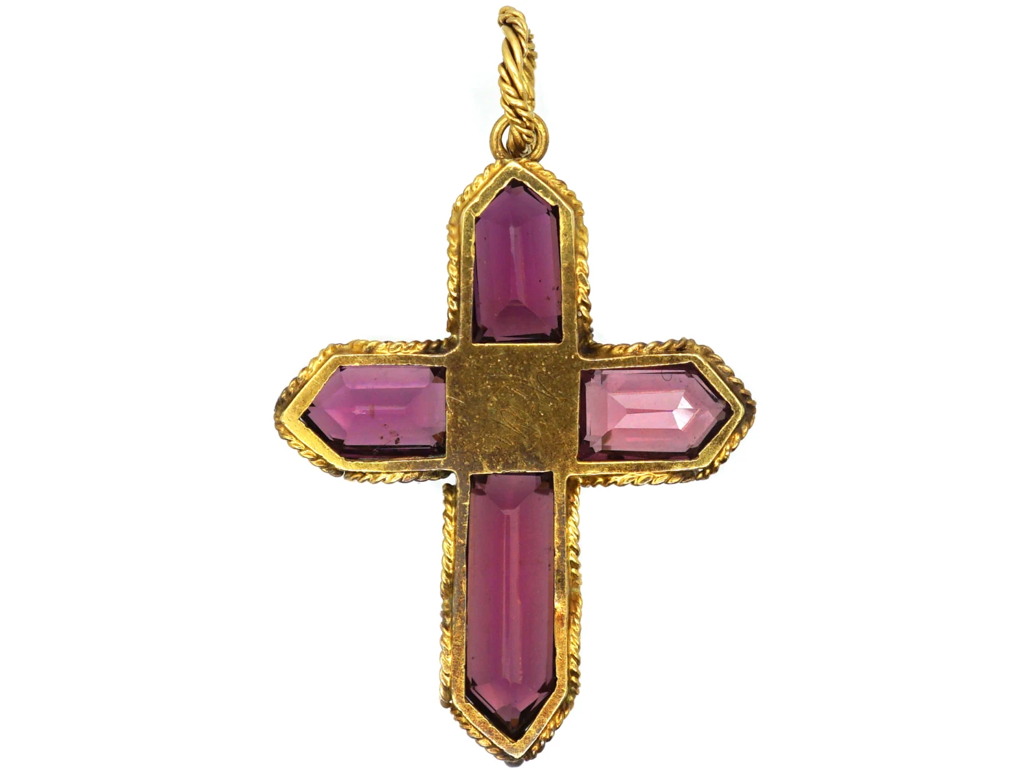 Early Victorian 15ct Gold Cross Set With Almandine Garnets & A Split Pearl 5 Early Victorian 15ct Gold Cross Set With Almandine Garnets & A Split Pearl - Image 3