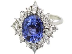 18ct White Gold Large Colour Change Ceylon Sapphire & Diamond Ballerina Ring 13 18ct White Gold Large Colour Change Ceylon Sapphire & Diamond Ballerina Ring -Antique Jewellery Company DSC00845