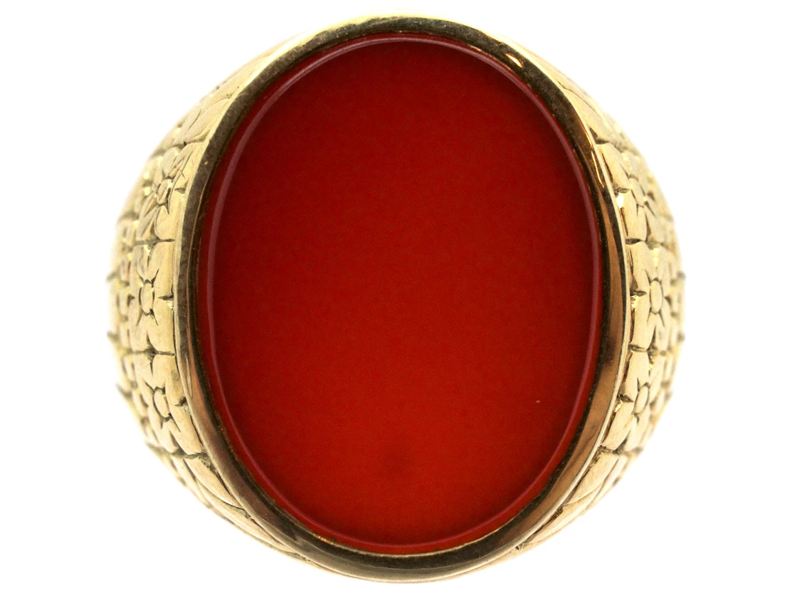 14ct Gold Carnelian Signet Ring 3 14ct Gold Carnelian Signet Ring