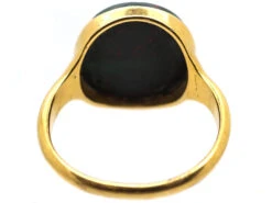 Victorian 18ct Gold Signet Ring With Bloodstone Intaglio Of A Ram -Antique Jewellery Company DSC00876 1