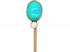 Edwardian Gold, Turquoise & Diamond Tie Pin