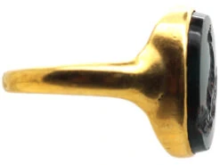 Victorian 18ct Gold Signet Ring With Bloodstone Intaglio Of A Ram -Antique Jewellery Company DSC00885 Recovered