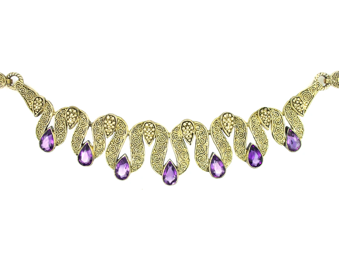 Theodor Farhner Silver Gilt & Amethyst Necklace 3 Theodor Farhner Silver Gilt & Amethyst Necklace