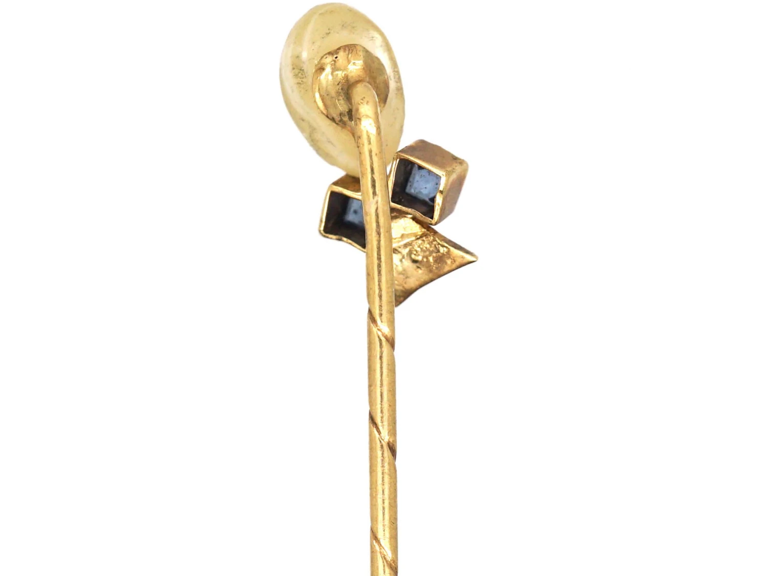 Edwardian Gold, Blister Pearl & Sapphire Tie Pin 4 Edwardian Gold, Blister Pearl & Sapphire Tie Pin - Image 2