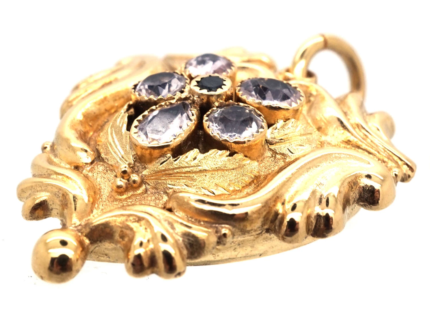 Georgian 15ct Gold & Pansy Motif Pendant With Locket Back 4 Georgian 15ct Gold & Pansy Motif Pendant With Locket Back - Image 2