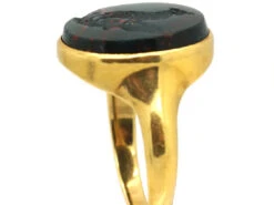 Victorian 18ct Gold Signet Ring With Bloodstone Intaglio Of A Ram -Antique Jewellery Company DSC00910