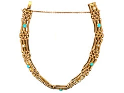 Edwardian 15ct Gold Gate Bracelet Set With Turquoise & Natural Split Pearls 13 Edwardian 15ct Gold Gate Bracelet Set With Turquoise & Natural Split Pearls -Antique Jewellery Company DSC00914