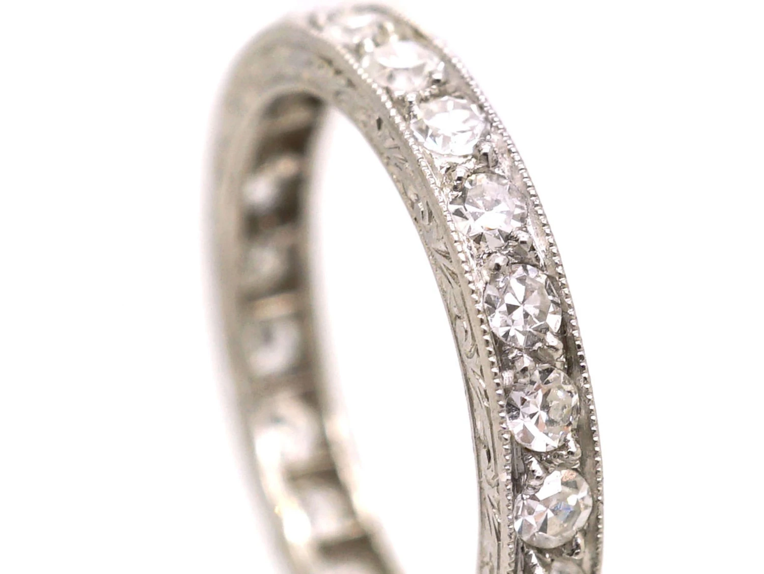 Early 20th Century Platinum & Diamond Eternity Ring 4 Early 20th Century Platinum & Diamond Eternity Ring - Image 2