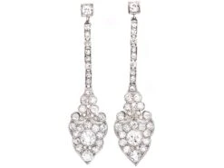 Early 20th Century Platinum Diamond Drop Earrings