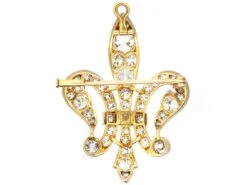 Victorian 15ct Gold & Platinum, Fleur De Lys Pendant / Brooch Set With Diamonds 7 Victorian 15ct Gold & Platinum, Fleur De Lys Pendant / Brooch Set With Diamonds -Antique Jewellery Company DSC00959 copy scaled 1