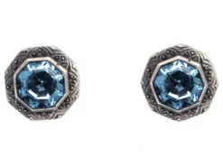 Art Deco Silver & Blue Paste Earrings