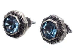 Art Deco Silver & Blue Paste Earrings 13 Art Deco Silver & Blue Paste Earrings -Antique Jewellery Company DSC00972