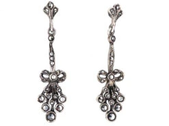 Edwardian Silver & Marcasite Drop Earrings