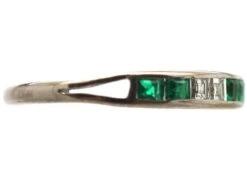 18ct White Gold, Emerald & Diamond Half Eternity Ring 12 18ct White Gold, Emerald & Diamond Half Eternity Ring -Antique Jewellery Company DSC00986