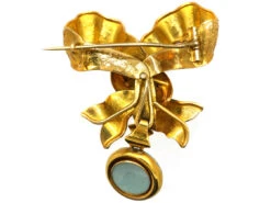 Victorian 15ct Gold, Turquoise Blue Enamel, Natural Split Pearl & Rose Diamond Bow Brooch 13 Victorian 15ct Gold, Turquoise Blue Enamel, Natural Split Pearl & Rose Diamond Bow Brooch -Antique Jewellery Company DSC00988