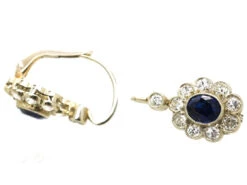 Austrian Art Deco 14ct White Gold Sapphire & Diamond Earrings -Antique Jewellery Company DSC01006