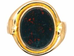 Early 20th Century 15ct Gold Signet Ring Set With A Bloodstone With Snakes Around It.