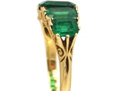 Victorian 18ct Gold & Emerald Paste Five Stone Carved Half Hoop Ring 12 Victorian 18ct Gold & Emerald Paste Five Stone Carved Half Hoop Ring -Antique Jewellery Company DSC01010